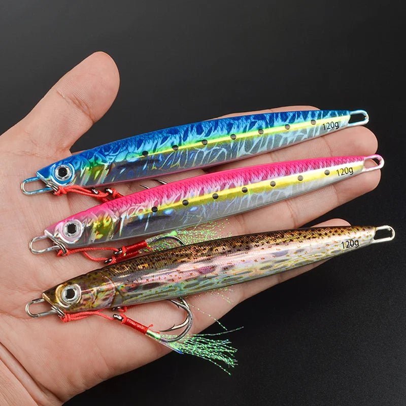 3D Metal Jigs- 60g 80g 100g 120g 150g 200g / Iron /ROCKFISH, SNAPPER, HALIBUT, LING, COWCOD, TUNA, YELLOWTAIL & OTHER DEEP OCEAN SPECIES
