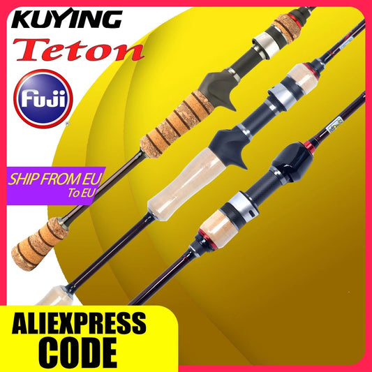 KUYING TETON L Light 1.98m 6'6" Carbon Fishing Rod Spinning Casting FUJI Reel Seat Ring 2-10g 3-8lb Medium Fast