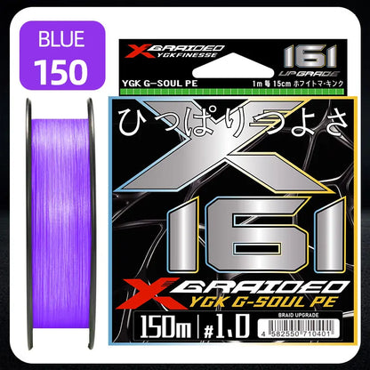 2026NEW YGK X16 PE Braided Fishing Line 16 Strands, Purple, Ultra Smooth Multifilament PE Line 100/150/200/300/500M Japan Quality