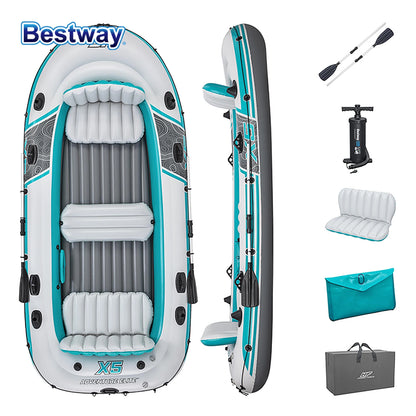Bestway 65159 5 Person Inflatable Raft, - Durable PVC Material, Large , Kit Format, Highly Buoyant and Stable