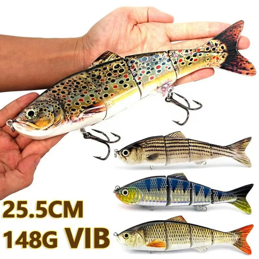 25.5cm 148g Oversized Jointed Minnow VIB Lure- Long Casting Saltwater Hard Bait for Big Predators like Sea Bass, Pike