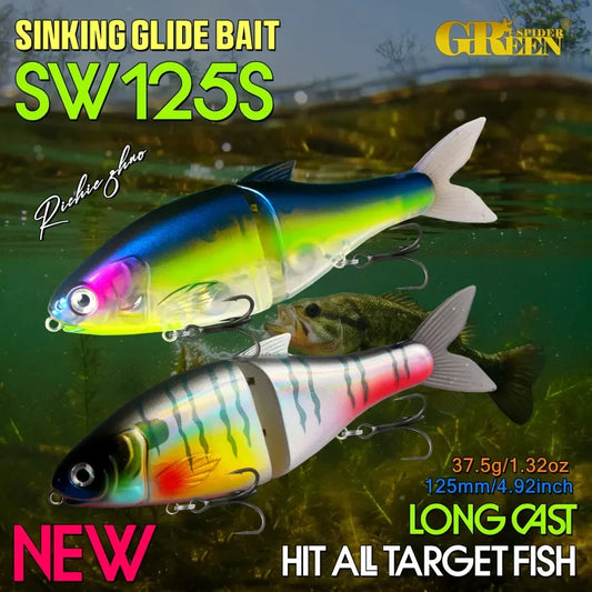 125mm 37.5g Glide Bait/ Jointed Swimbait- For Big BASS, PIKE, MUSKY, STRIPER, SHEEFISH, SNOOK, REDS, TARPON & other INSHORE SPECIES
