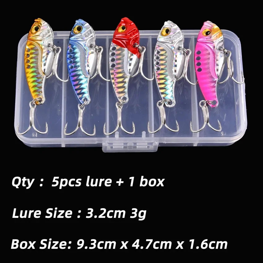 Aorace 5pcs/box Metal VIB 3/7/10/15/20g Fishing Lure, Vibration Spoon, BLADE-BAITS/ VIB Tackle