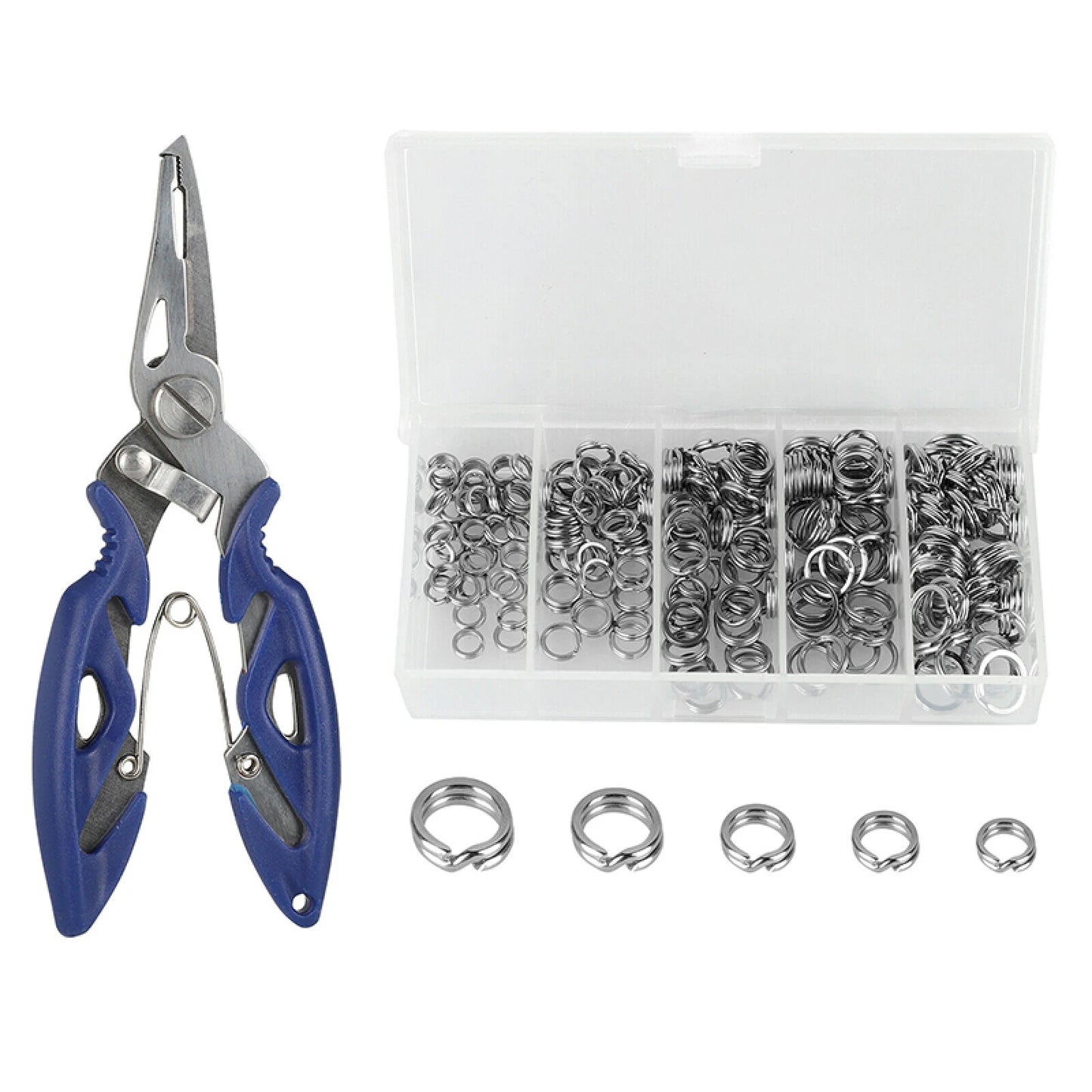 200Pcs Fishing Split Rings Set 5 Size Stainless Steel O Rings , Connector For  Fishing