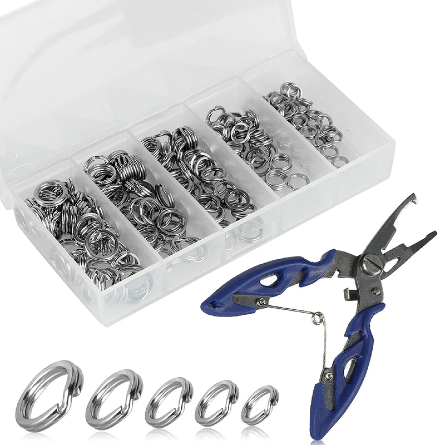 200Pcs Fishing Split Rings Set 5 Size Stainless Steel O Rings , Connector For  Fishing