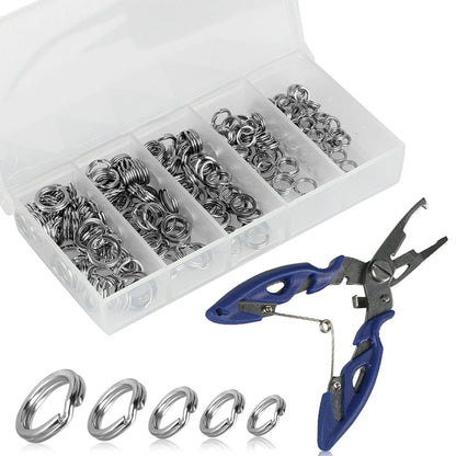 200Pcs Fishing Split Rings Set 5 Size Stainless Steel O Rings , Connector For  Fishing