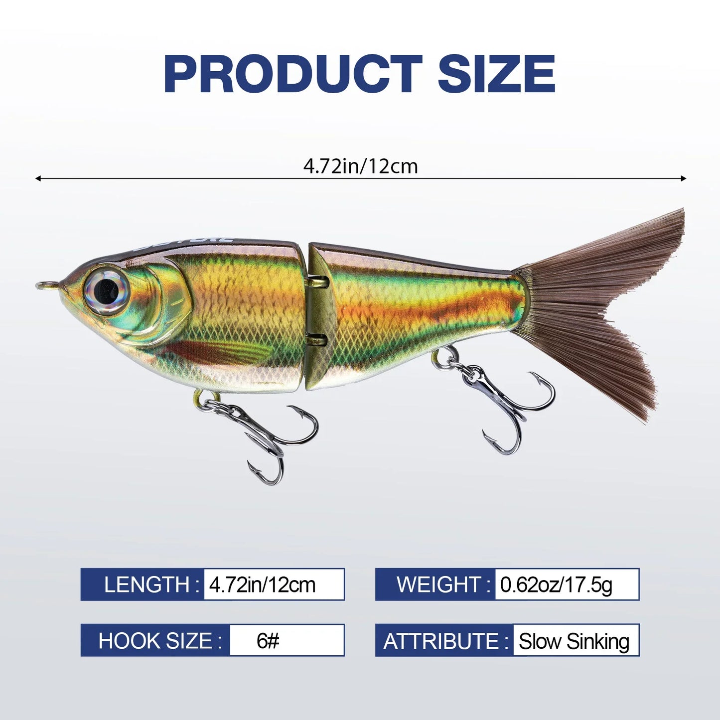 Goture MultiJointed Swimbait- 7.5g, 4pcs/set, Lifelike 3D Eyes- Hard, Mult-Jointed Swimbait