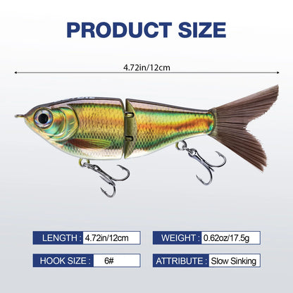 Goture MultiJointed Swimbait- 7.5g, 4pcs/set, Lifelike 3D Eyes- Hard, Mult-Jointed Swimbait