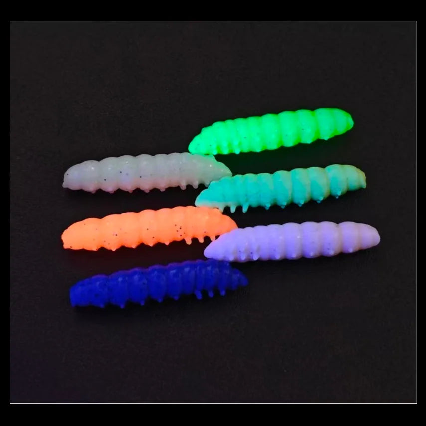 SUNMILE 12pcs Meal-Worm lures 4cm, Silicone Trout Baits--work REALLY well on PANFISH too! All SPECIES