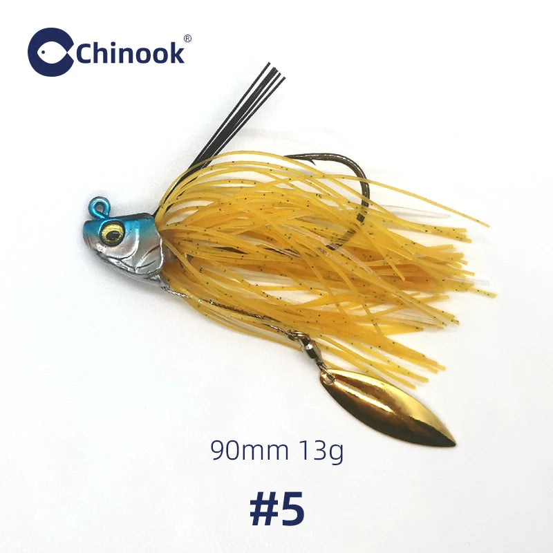 1PCS 13g Metal Jig, Bass Jig, Spinner Bait, Silicone Skirt