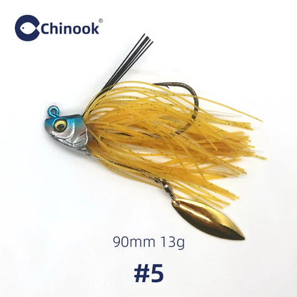 1PCS 13g Metal Jig, Bass Jig, Spinner Bait, Silicone Skirt