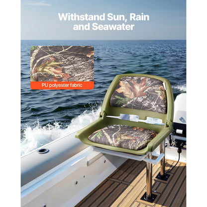 SucceBuy Boat Seat, Low Backrest, Folding Fishing Boat Seat with Thickened Sponge Cushion PP Frame, Flip Up Boat Seat