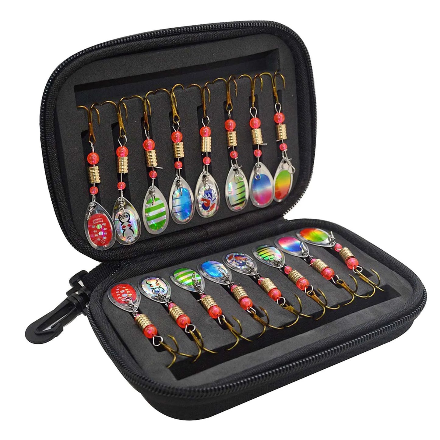 16Pcs Spinner Lure Fishing Set for Pike, Walleye, Trout, Bass, Salmon