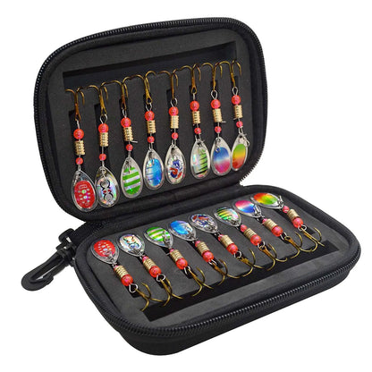 16Pcs Spinner Lure Fishing Set for Pike, Walleye, Trout, Bass, Salmon