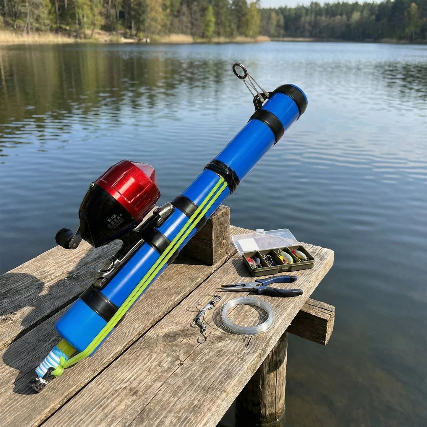 Compact Fishing Catapult, Rod Holder, Reusable Precise Lure Launcher- Fish Bait Launching Equipment for Bass ,Trout, Catfish or Saltwater