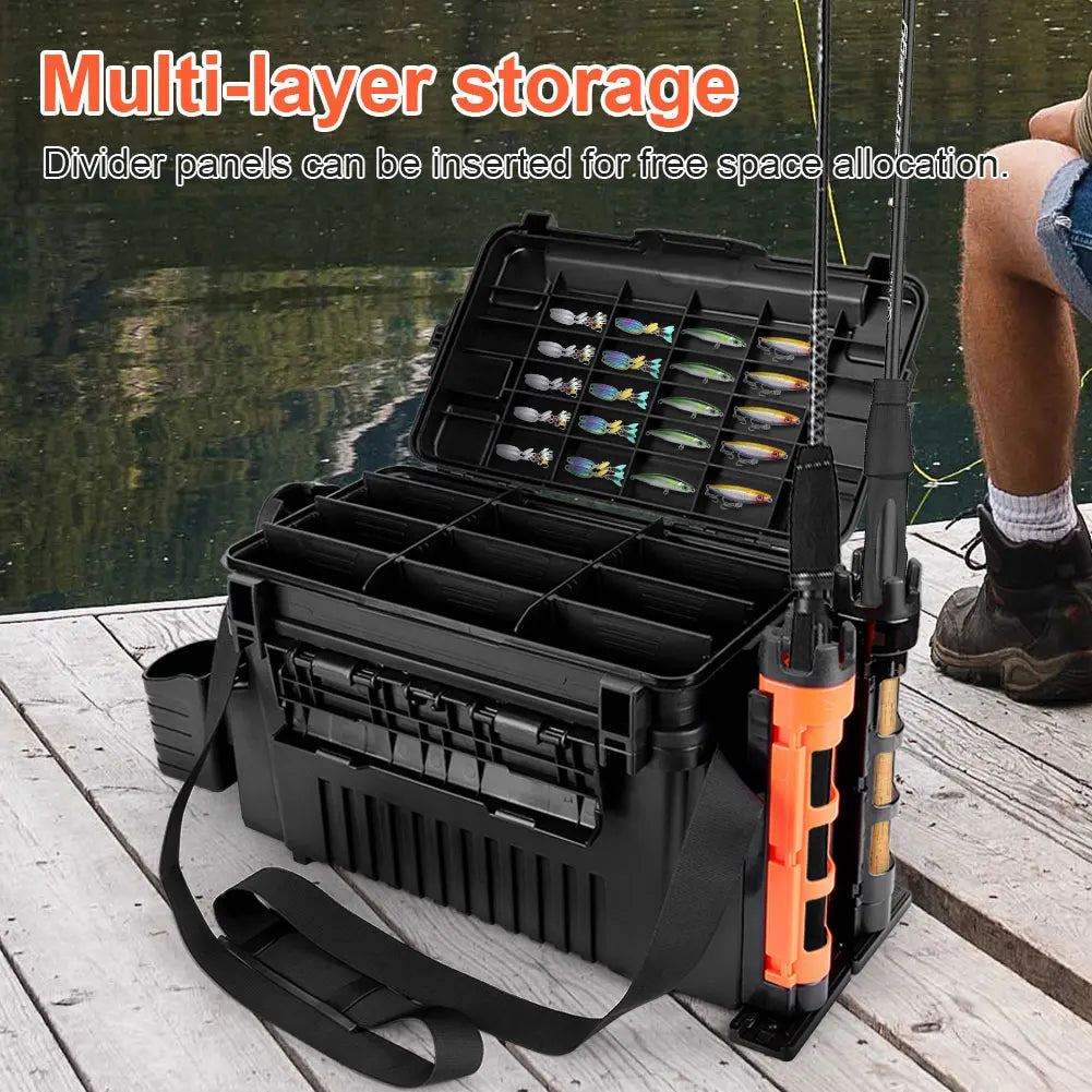 2 Tier Fishing Tackle Box , Fishing Gear Carry On Case