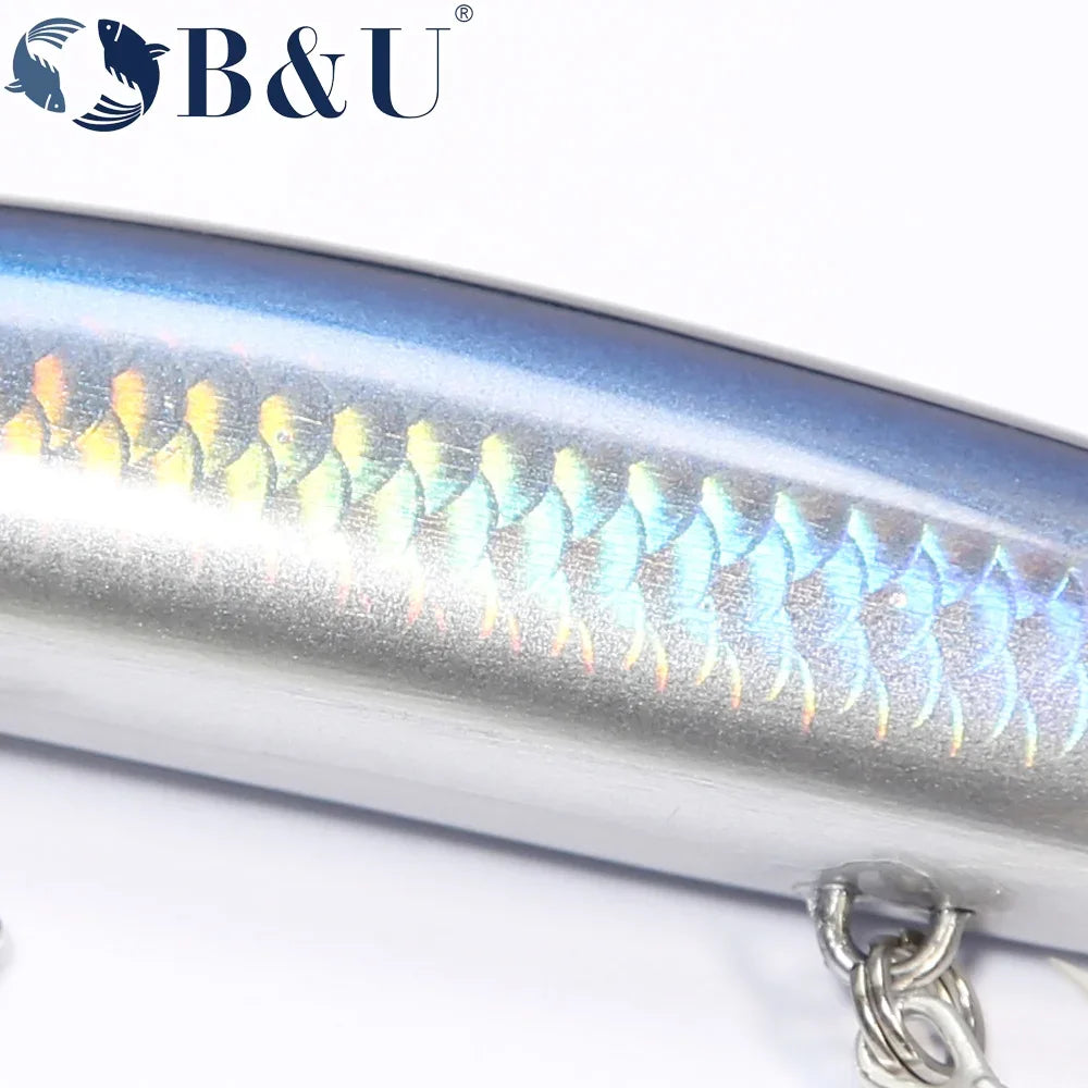 B&U 135mm 27.1g Ultra Long Casting 135S Saltwater Sinking Minnow--GREAT for Seabass, Stripers, Salmon, Steelhead, Coastal Trout, Pike, Musky & other PREDATORS