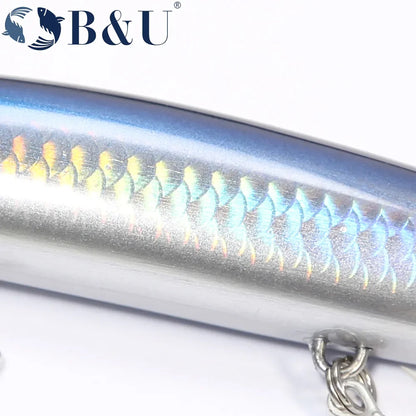 B&U 135mm 27.1g Ultra Long Casting 135S Saltwater Sinking Minnow--GREAT for Seabass, Stripers, Salmon, Steelhead, Coastal Trout, Pike, Musky & other PREDATORS