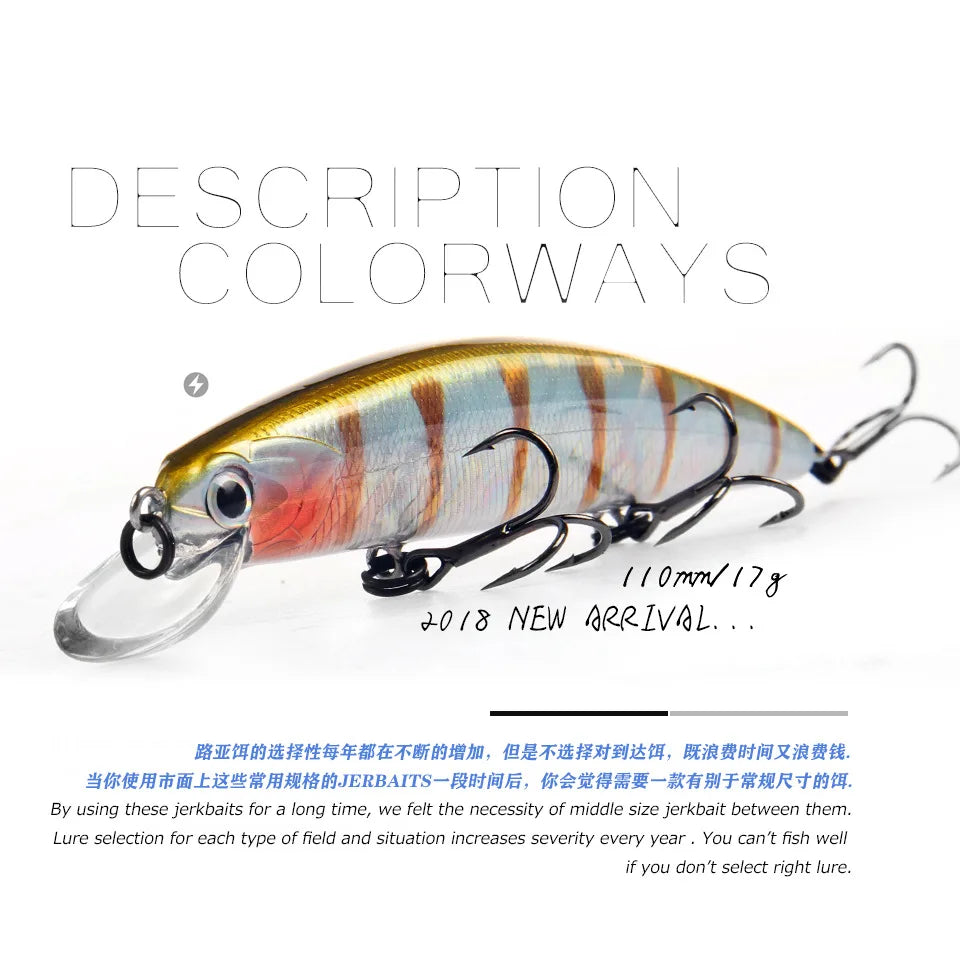 Bearking M109 11cm 17g Dives 1.5m super weight system/long casting SP minnow/New model JERKBAIT