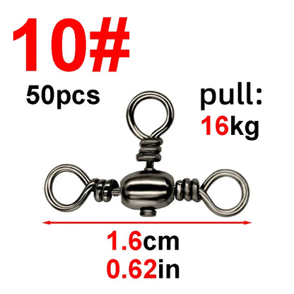 50PCS/Bag Fishing Accessories Black Nickel T-Swivel, for 3-Way Rigging
