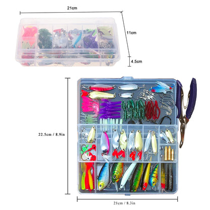 132PCS Fishing Lures/ Tackle- Mixed Hard Baits, Soft Baits, Popper, Crankbait, VIB, Topwater & Floating Fishing Lures- Hooks / Fishing Kit
