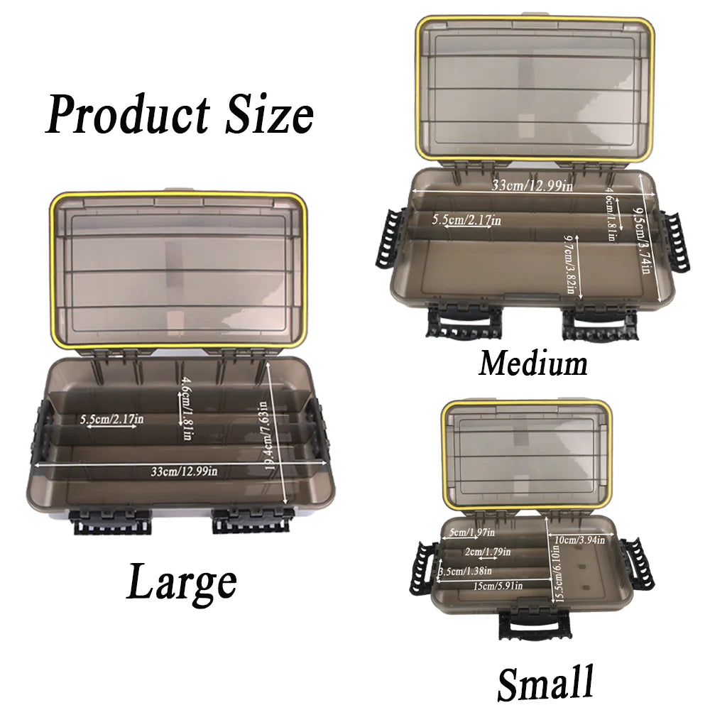 JSFUN Waterproof Floating Tackle Box S/M/L with Adjustable Dividers/Transparent Brown Anti-UV Lid