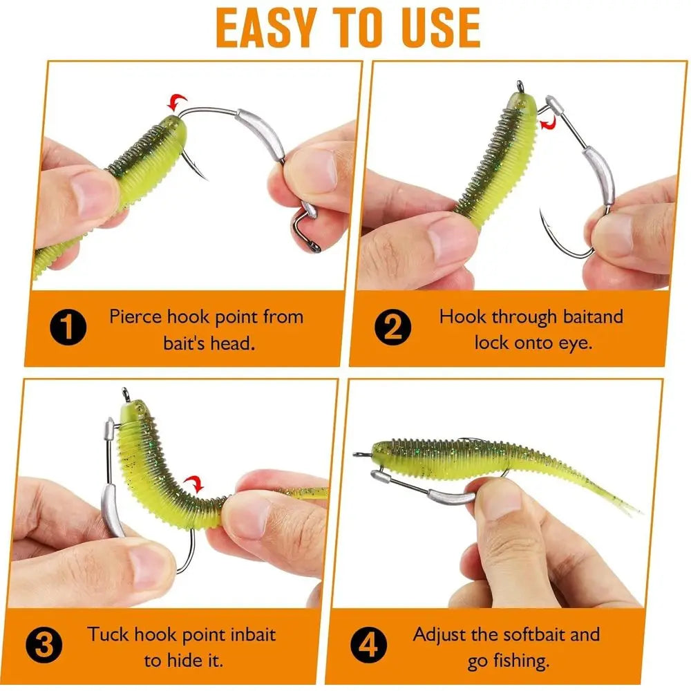 Dovesun 15PCS Weighted Swimbait Hooks EWG Hooks for Bass Fishing