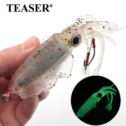 TEASER S031 60g 120g 150g 1Pcs Silicone-Sea Bionics/Swimming, Luminous Soft Squid Jigs