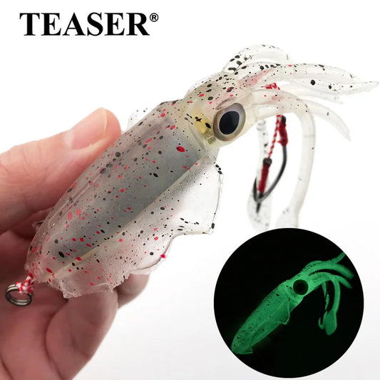 TEASER S031 60g 120g 150g 1Pcs Silicone-Sea Bionics/Swimming, Luminous Soft Squid Jigs