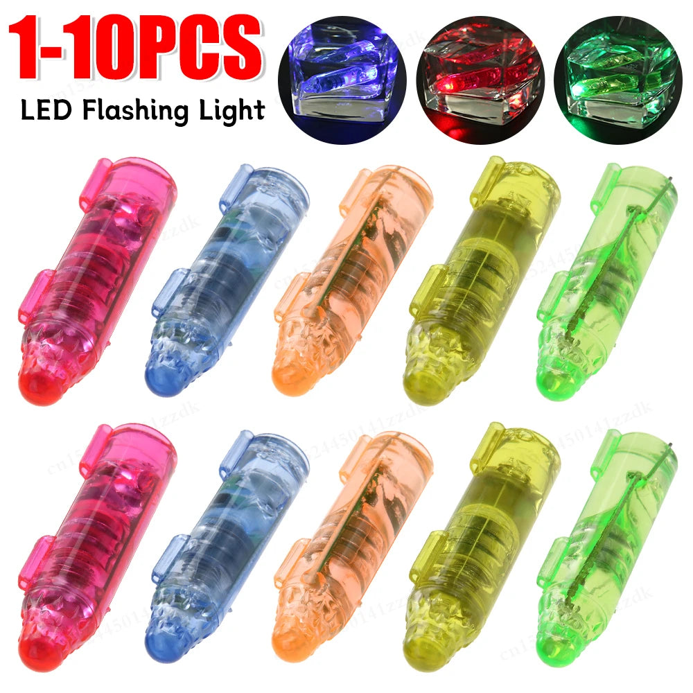 1-10PCS Underwater Mini Fish Attraction Indicator Lure LED Flashing Light Bait Fishing Tools Deep Drop Light, Squid Bait