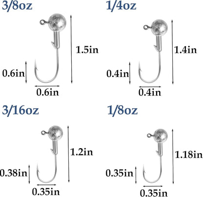 40 Pack  Jig Heads Set with Box, For Soft plastics , Saltwater- Freshwater Tackle Kit