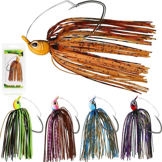 Bass Jigs Swim Jigs for Bass Fishing Jigs 5PCS 1/4oz 3/8oz Weedless Fishing Lures for Bass Pike Walleye Muskie