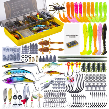 Goture 193/255 Pcs Fishing Lure Kit Soft And Hard Bait Set Applicable To All Water, With Box