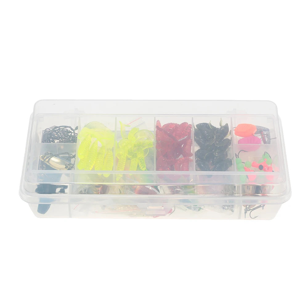 132PCS Fishing Lures/ Tackle- Mixed Hard Baits, Soft Baits, VIB Topwater & Floating Fishing Lures, Hooks/ Fishing Kit