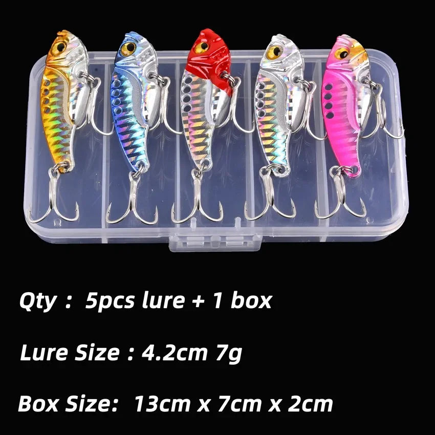 Aorace 5pcs/box Metal VIB 3/7/10/15/20g Fishing Lure, Vibration Spoon, BLADE-BAITS/ VIB Tackle