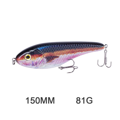 Hanlin Glide/Jerk-bait 75/90/120/150/mm 
FOR BASS, WALLEYE, PIKE, MUSKY, STEELHEAD, SALMON, CATFISH, STRIPERS & INSHORE SPECIES LIKE DRUM, SNOOK, SPECKLED TROUT