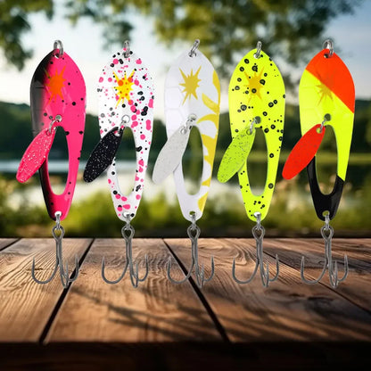 5Pcs Metal Spoon Fishing Lures with Treble Hooks  for Bass Pike Fishing