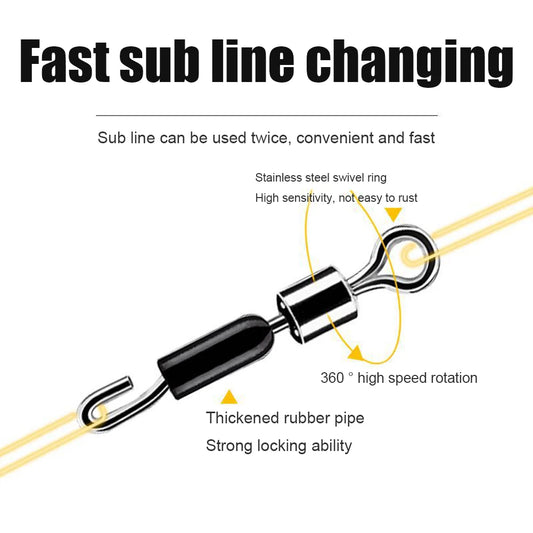 50pcs Ball Bearing Swivel- Solid Rings- Connector Tackle