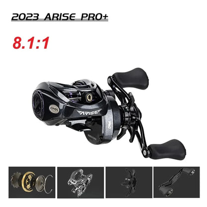 Haibo 23 ARISE PRO/PRO+ Baitcasting Fishing Reel 11B+1RB 6.4:1-8.1:1 Freshwater and Sea, Long Casting- Snakehead