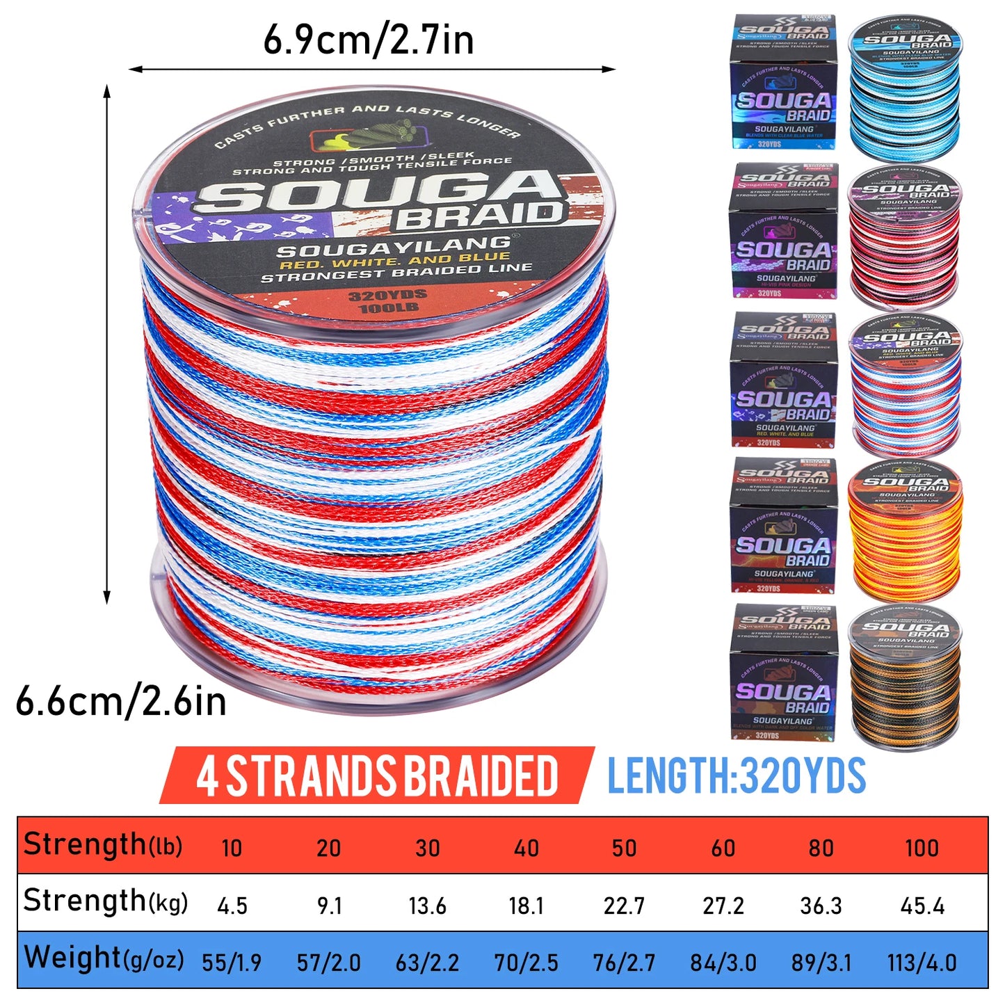 Sougayilang 4 Strand Braided Fishing Line 300M Multifilament  Japanese Braided Fishing line