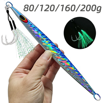 1PC 80g 100g 150g 200g Saltwater Metal Jigs- Deep Sea - Vertical Speed Jigs
