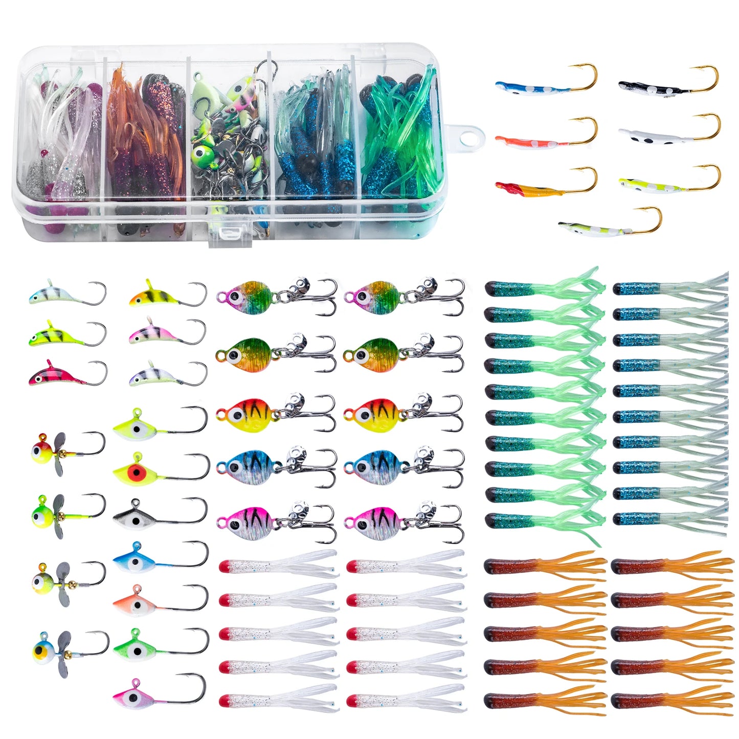 Goture 40pcs/set Ice Fishing Spoon Set, Bionic Metal Jigs, Hard Baits, Spinner Jigs, Saltwater/ Freshwater Fishing Tackle