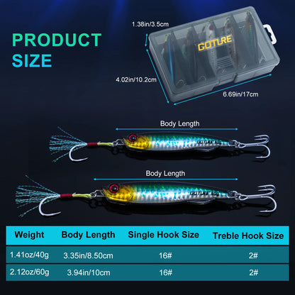 Goture Fishing Lure, Metal  Jig ,with  Single Head-Hook & Bright Body