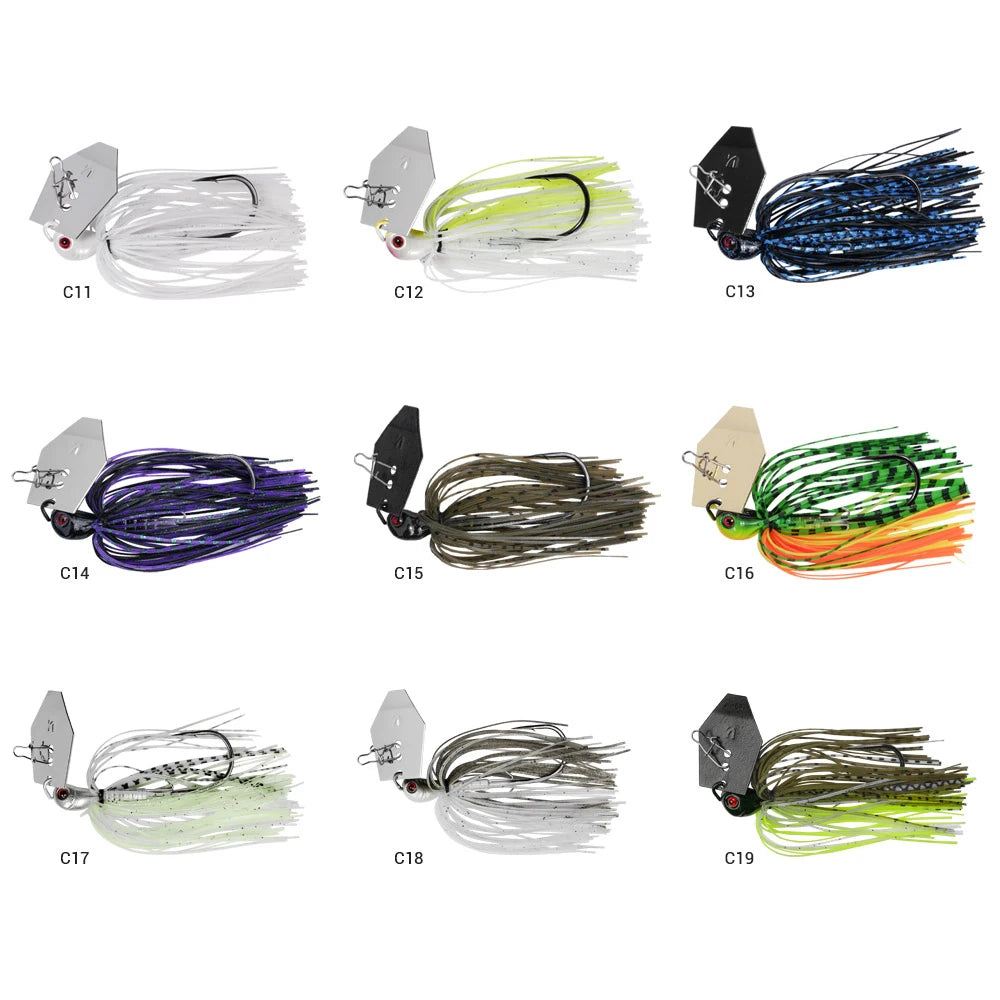 Noeby Chatterbait 10.5g 14g 21g 28g 35g Bladed Jig with Needle Stinger Hook, for Bass, Pike and ALL PREDATORS