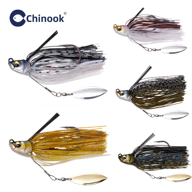 1PCS 13g Metal Jig, Bass Jig, Spinner Bait, Silicone Skirt