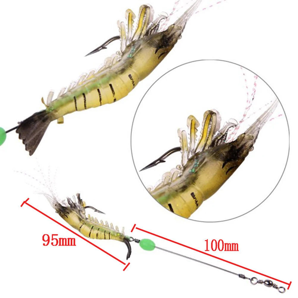 5pcs Soft  Shrimp Simulation,  Prawn Lure, pre-rigged