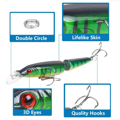 14-Piece Fishing Lure Set Gift Box, Holiday Fishing Tackle Kit with Fishing Line & Multi-Joint Pencil Lures for Anglers
