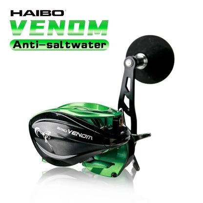 HAIBO VENOM Anti-saltwater Fishing Reel, Iron Plate Baitcasting Reel 8+1BB  Max Drag 12KG
