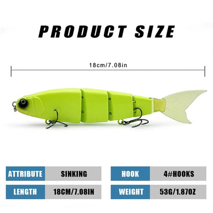 180mm 53g Balam--Jointed Glide-Bait
GREAT FOR BASS, PIKE, MUSKY, CATFISH, STRIPERS & other BIG PREDATORS