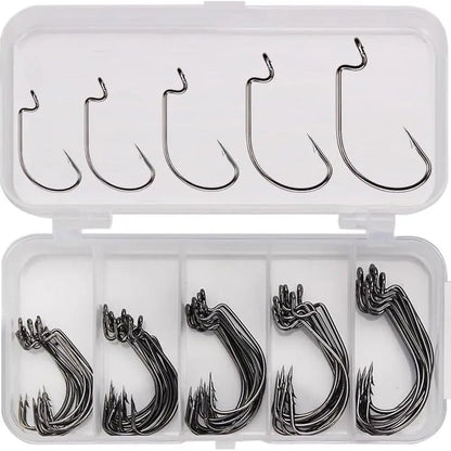 EWG Offset Worm Hooks for Bass Fishing, Texas Rig Hooks for Senko Soft Plastics Bait in Saltwater or Freshwater Size:2#